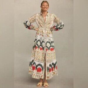 Anthropologie Botanical Printed Button Down Dress